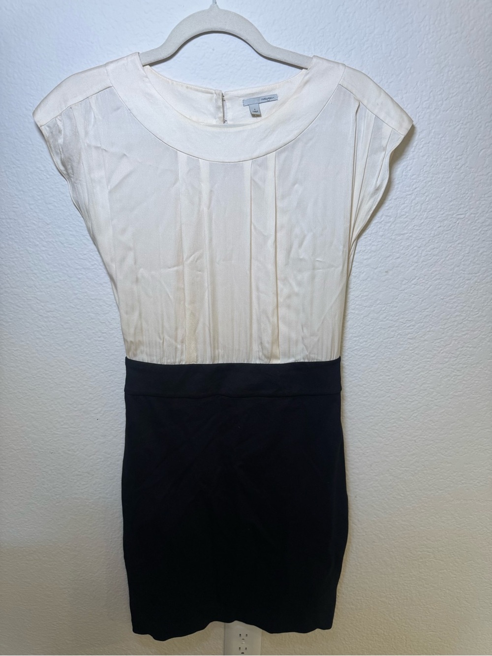 Halogen Two-Tone Mini Dress in White and Black